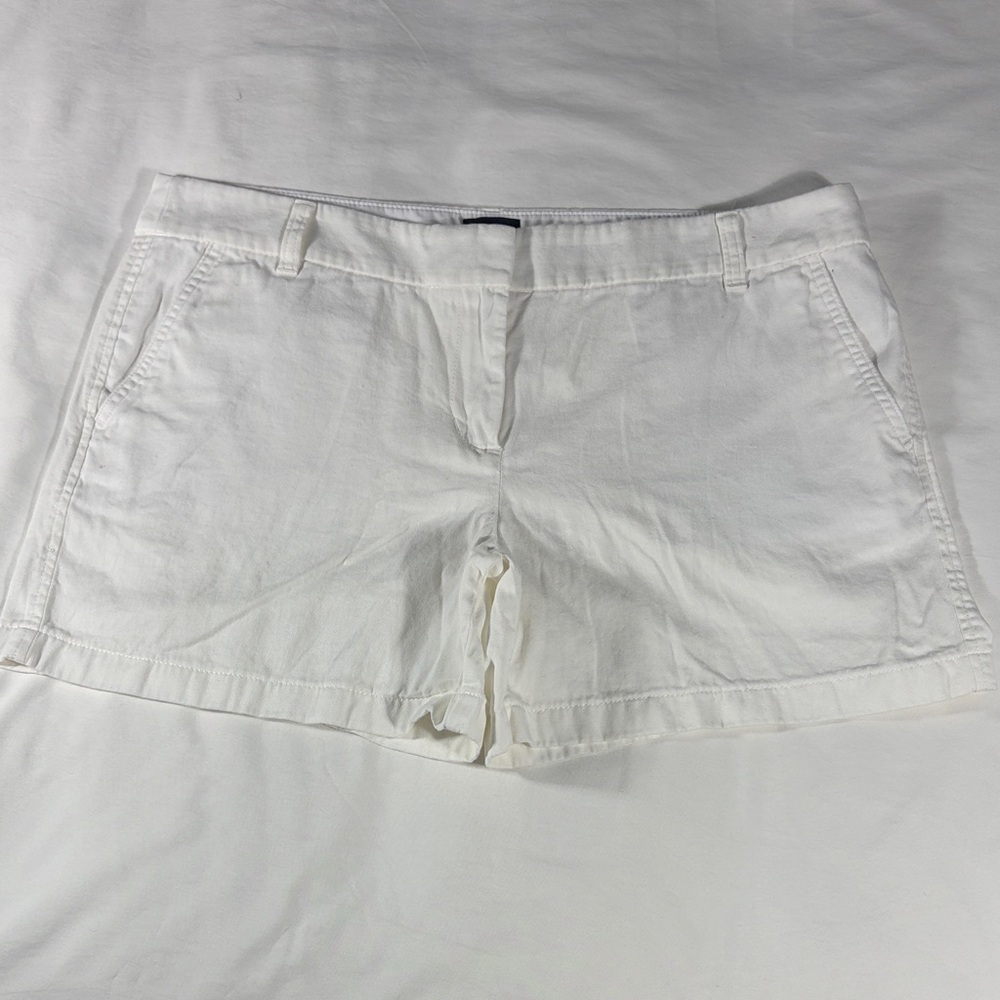 J. Crew womens white basic flat front 5" inseam Bermuda shorts - size 14 - Picture 2 of 10